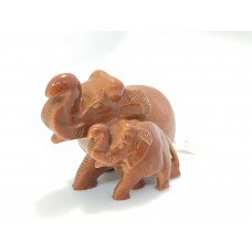 Handmade Figurine Animal Elephant Baby Natural Brown Sandstone Decorative Item A